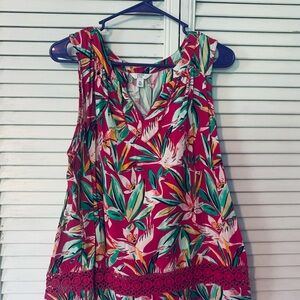 Crown & Ivy Pink and Green Floral Top